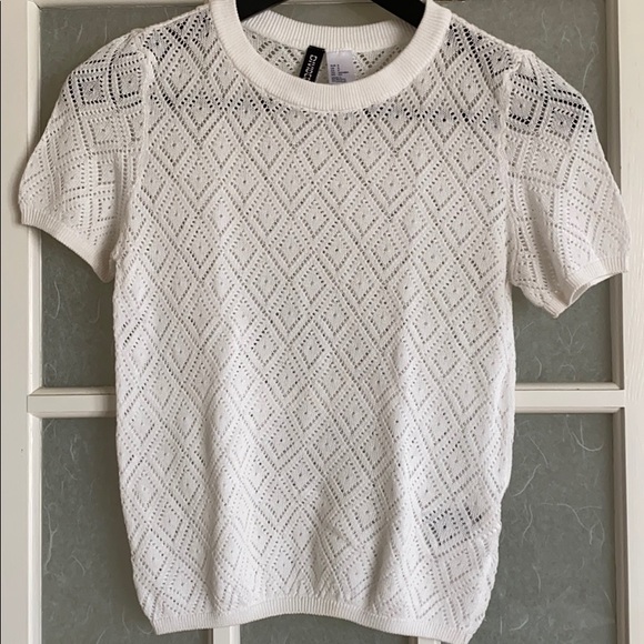*White* H&M Sheer Knit T-Shirt - Picture 3 of 5